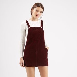 Topshop Moto Burgundy Corduroy Overall Dress